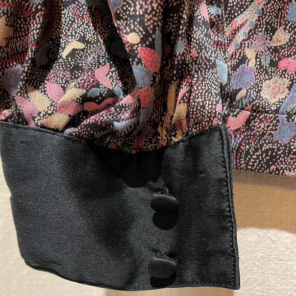 Evening 80s 💯silk blouse from Mercedes & Adrienne paisley beaded tie collar - Picture 8 of 14